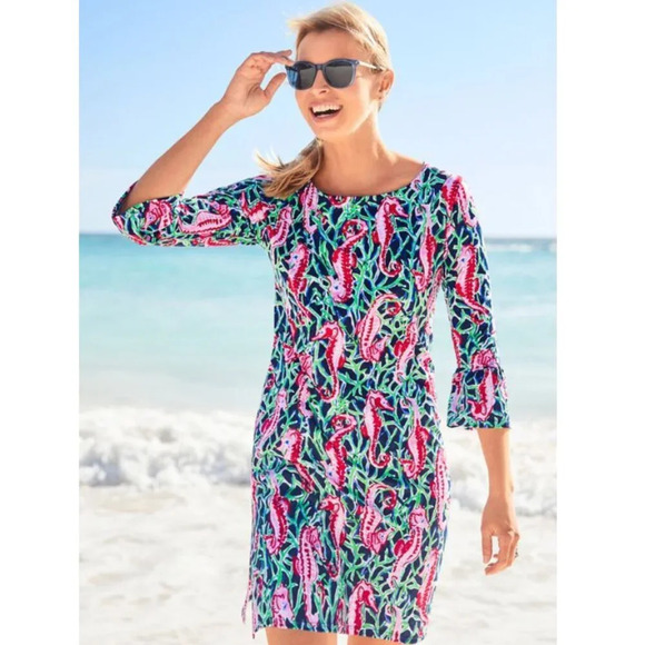 Talbots Seahorse Flounce Sleeve Cover-Up/Multicolor 29714 - Picture 1 of 14